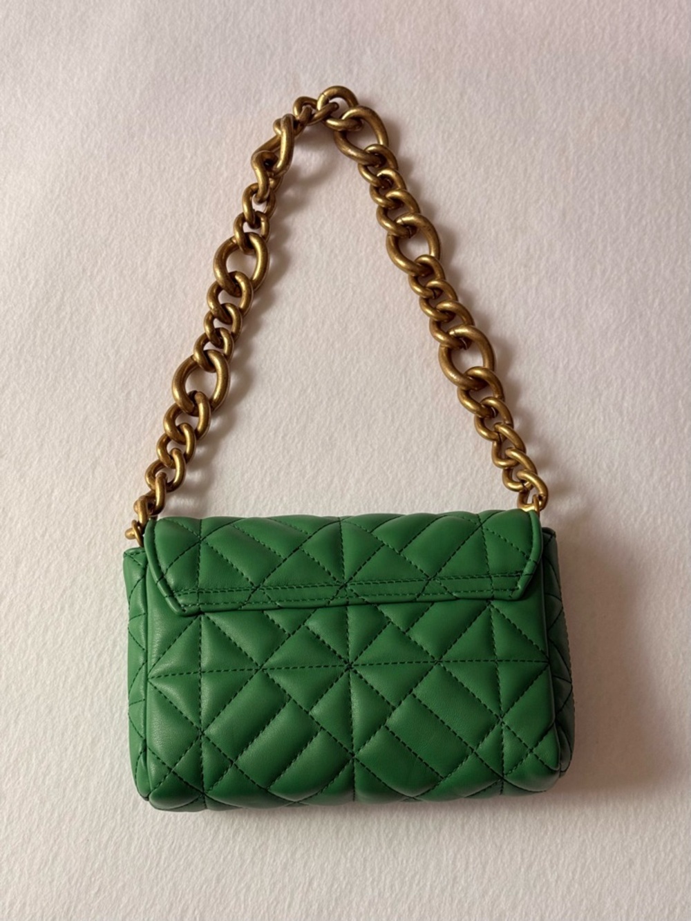 Zara Quilted Chain Strap Shoulder Bag Green - Picture 3 of 7